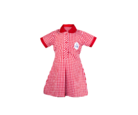 This Red Check Frok is likely part of the girls' uniform at VVS English.