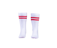 These White Red Strip Socks are likely part of the uniform at VVS English, possibly for sports or casual wear.