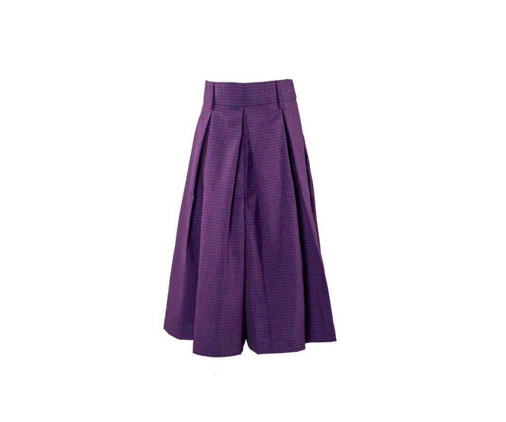 This lavender checked skirt would be a stylish addition to any VVS Marathi school uniform.