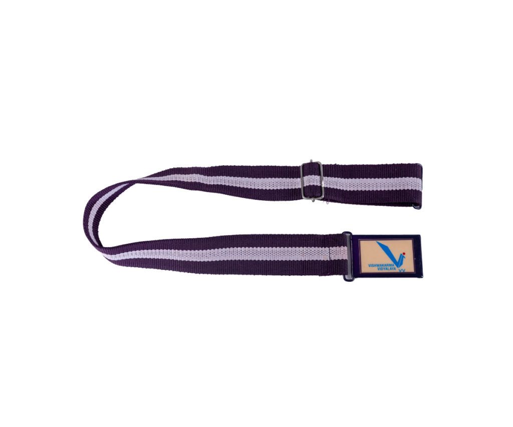 A navy blue belt featuring a stylish blue and tan stripe design, perfect for enhancing any outfit.