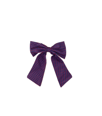 This Navy Blue Check Bow is a charming accessory that is likely part of the girls' uniform or used for special occasions at VVS English.